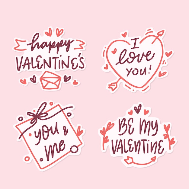 Free vector flat design valentine's day badge pack
