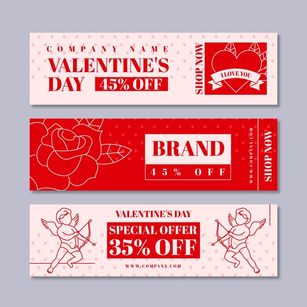 Free vector flat design valentine's day big sale banner