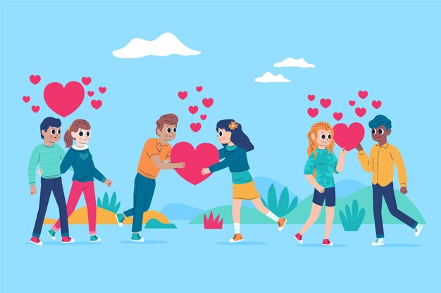 Flat design valentine's day couple collection