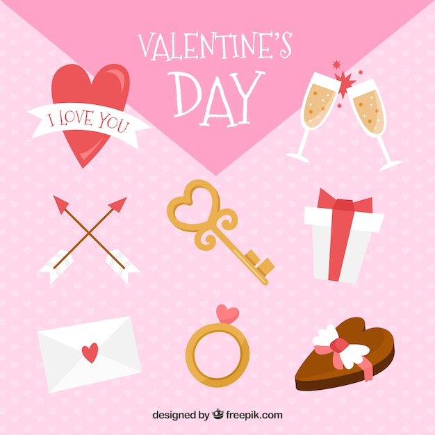 Free vector flat design valentine's day element collection