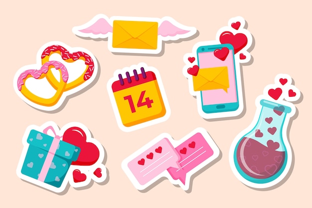 Flat design valentine's day element collection