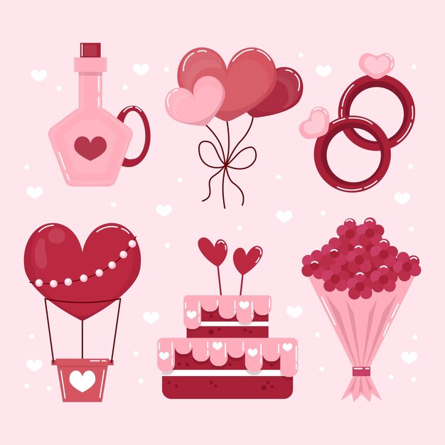 Flat design valentine's day element set