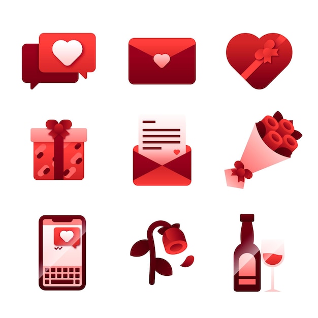 Flat design valentine's day elements set