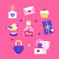 Free vector flat design valentine's day elements set