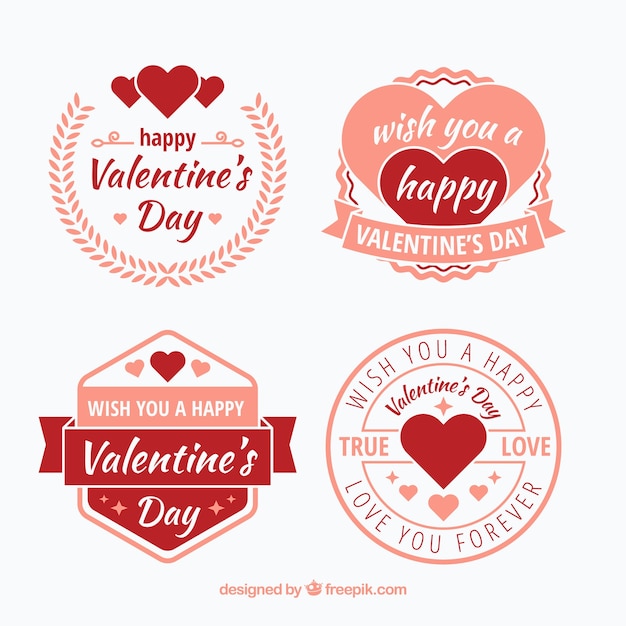 Flat design valentine's day label / badge collection