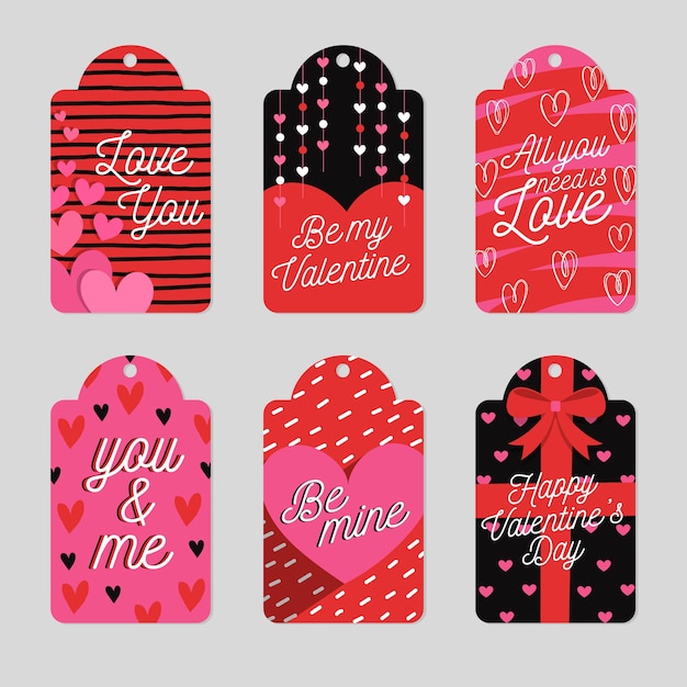 Free vector flat design valentine's day label collection