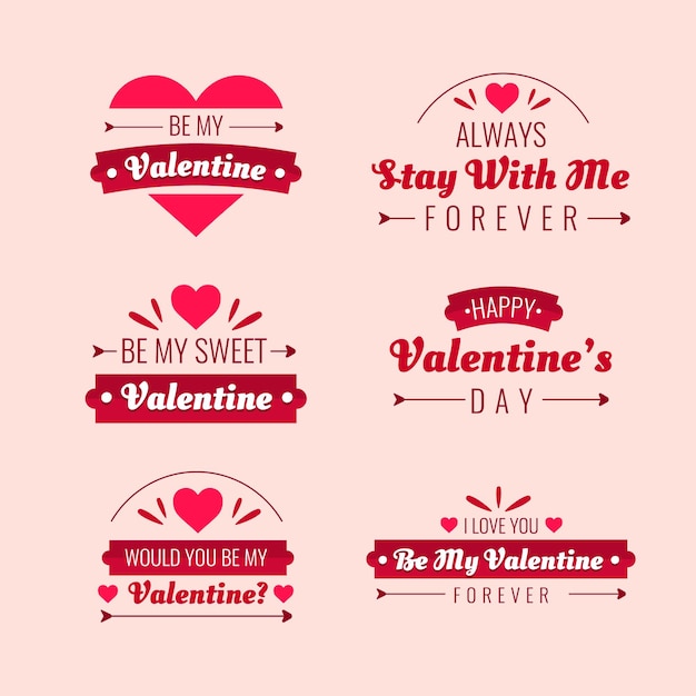 Free vector flat design valentine's day label pack