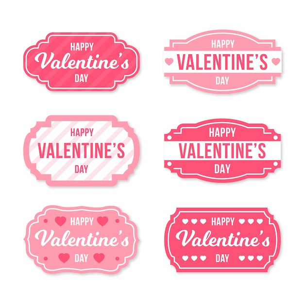 Pack di etichette di san valentino design piatto