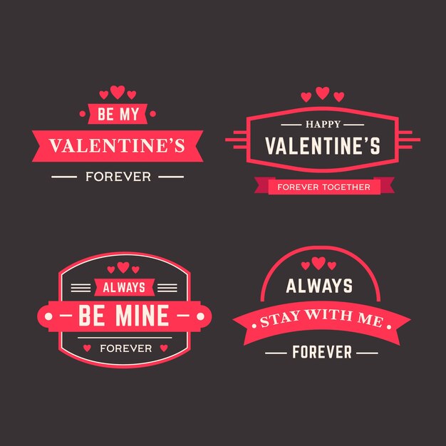 Flat design valentine's day labels