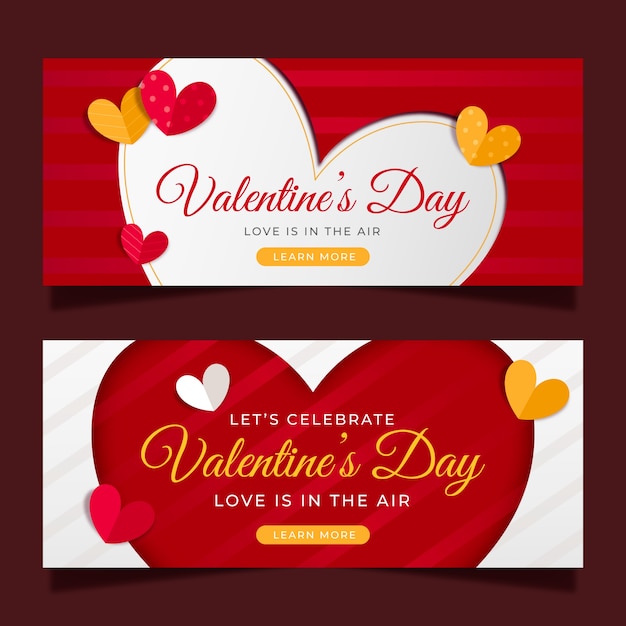 Vettore gratuito banner moderno di san valentino design piatto