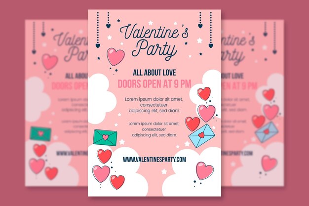 Flat design valentine's day party flyer