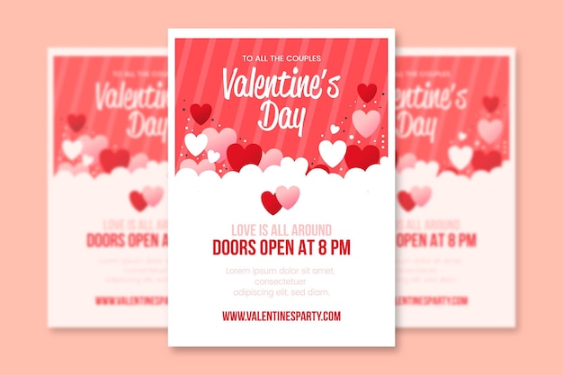 Flat design valentine's day party flyer