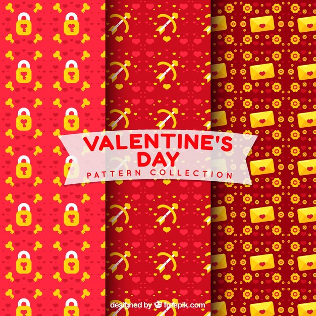 Flat design valentine's day pattern collection 