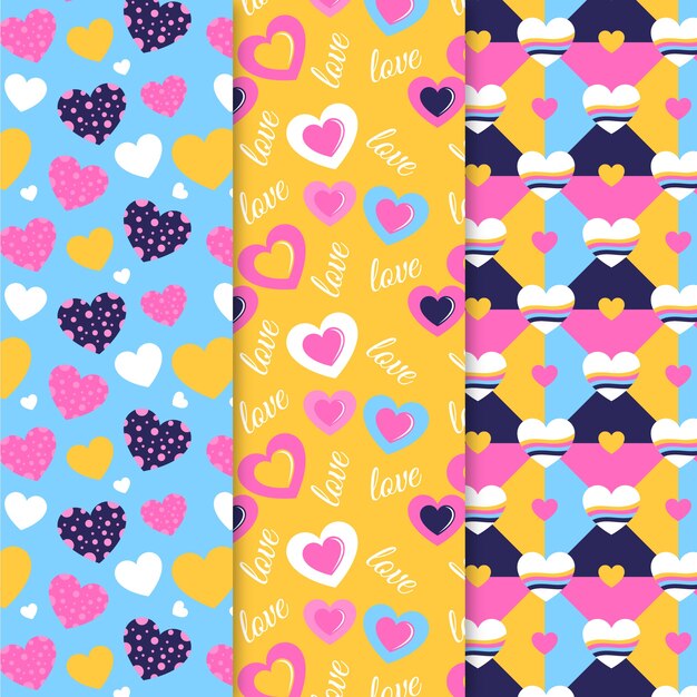 Flat design valentine's day pattern collection