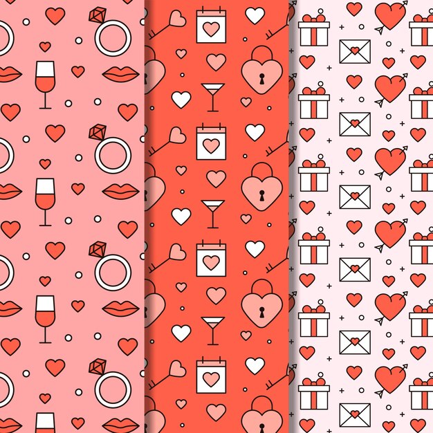 Flat design valentine's day pattern collection