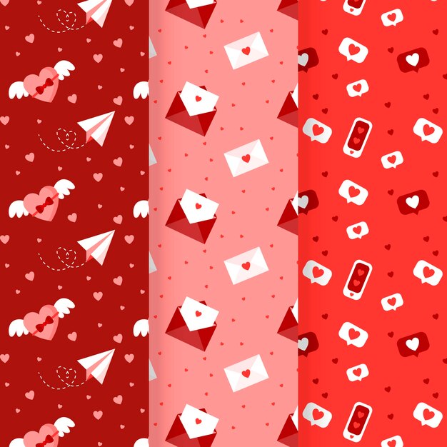 Flat design valentine's day pattern collection