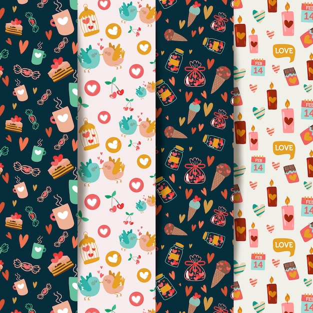 Flat design valentine's day pattern pack