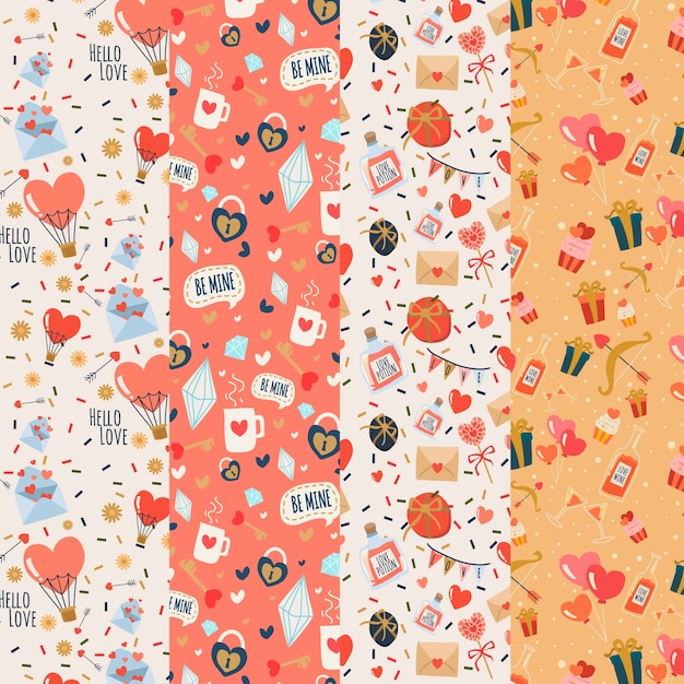 Flat design valentine's day pattern set