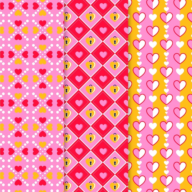 Flat design valentine's day pattern set