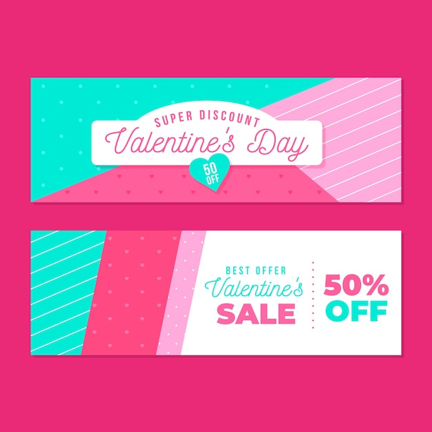 Banner di vendita di san valentino design piatto