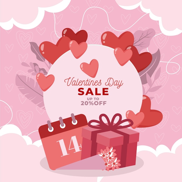 Flat design valentine's day sale with gifts