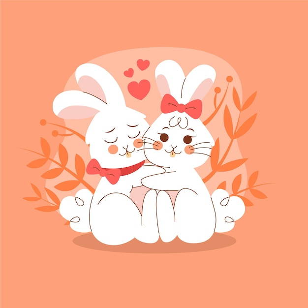 Free vector flat design valentines day animal couple