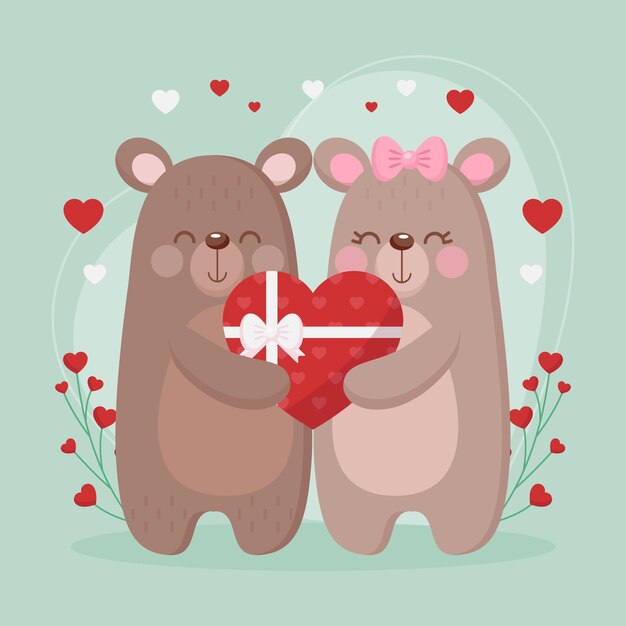 Flat design valentines day animal couple