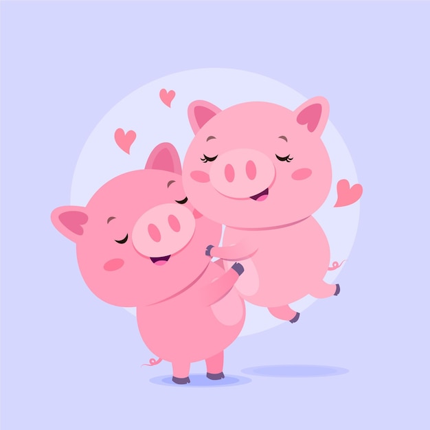 Flat design valentines day animal couple