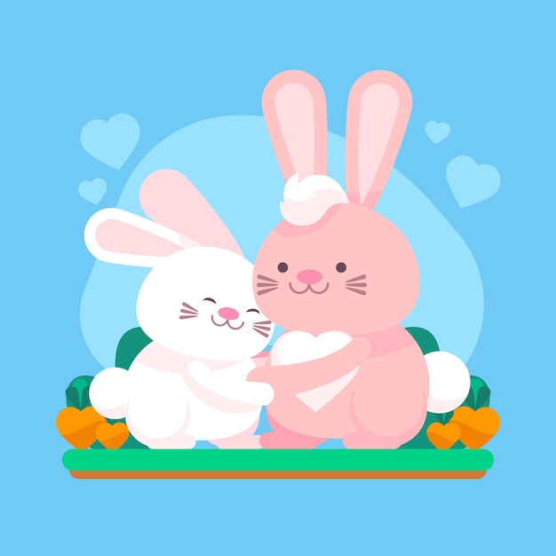 Flat design valentines day animal couple