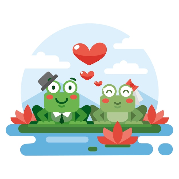 Free vector flat design valentines day animal couple