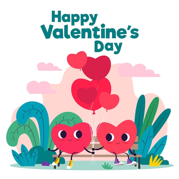 Free vector flat design valentines day background concept