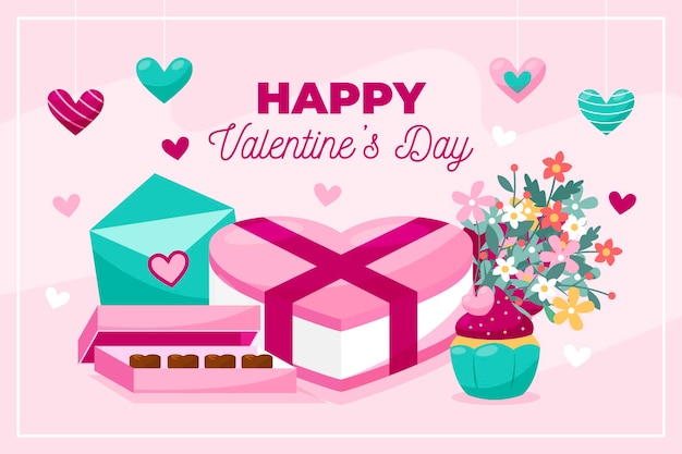 Free vector flat design valentines day background