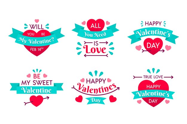 Flat design valentines day badge collection