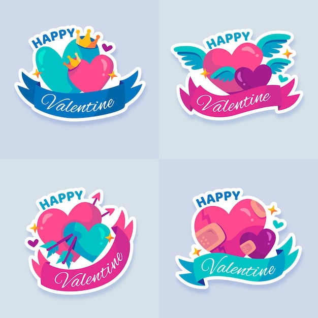 Flat design valentines day badge collection