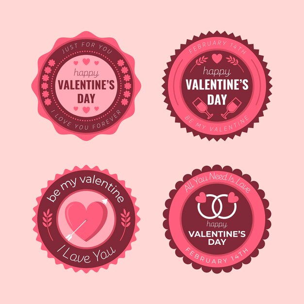 Flat design valentines day badge collection