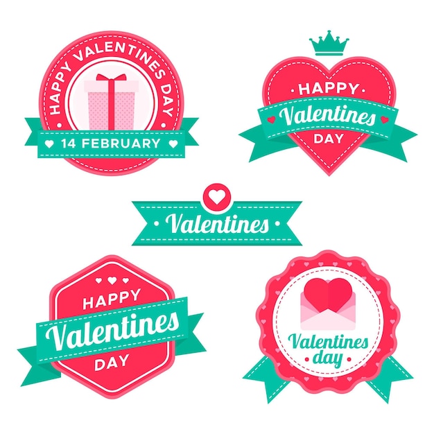 Flat design valentines day badge collection