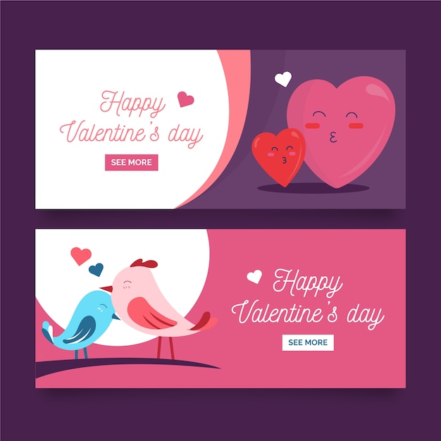 Modello di banner design piatto san valentino