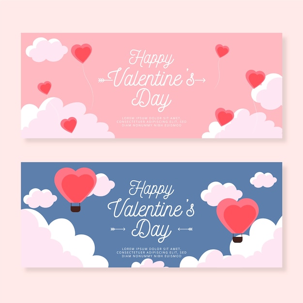 Flat design valentines day banners template