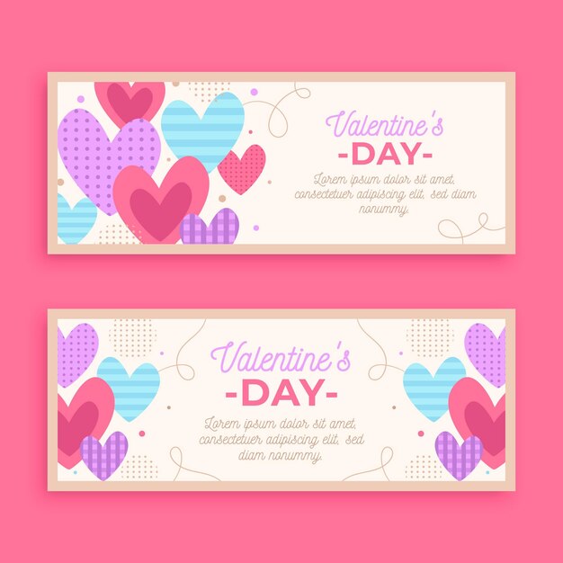 Vettore gratuito modello di banner design piatto san valentino