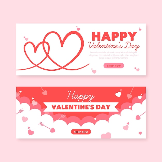 Flat design valentines day banners template