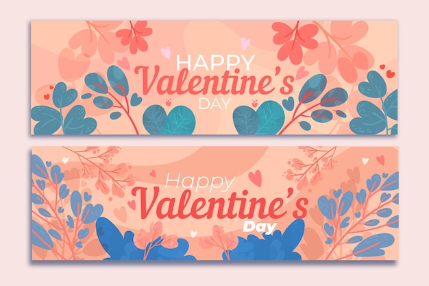 Flat design valentines day banners template