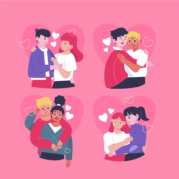 Flat design valentines day couple collection