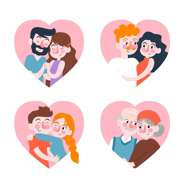 Flat design valentines day couple collection