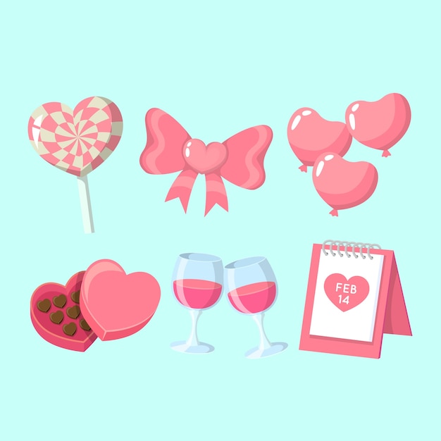 Flat design valentines day element collection