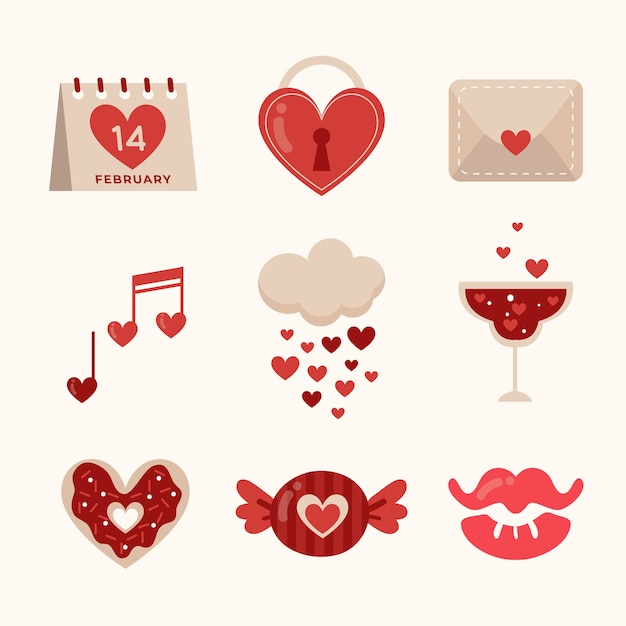 Flat design valentines day element collection