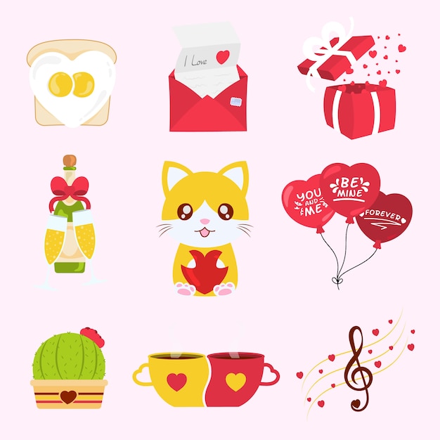 Flat design valentines day element collection