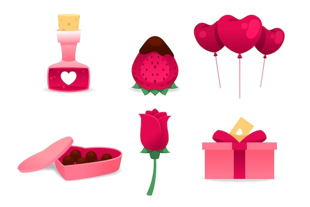 Flat design valentines day element collection