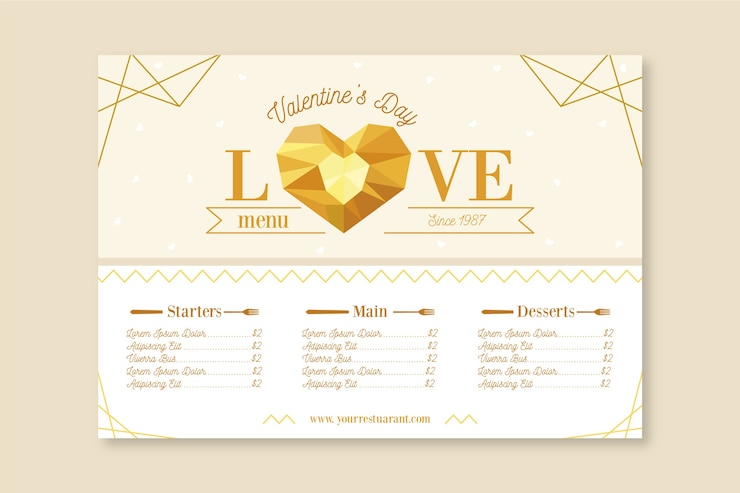 Free Vector flat design valentines day menu template