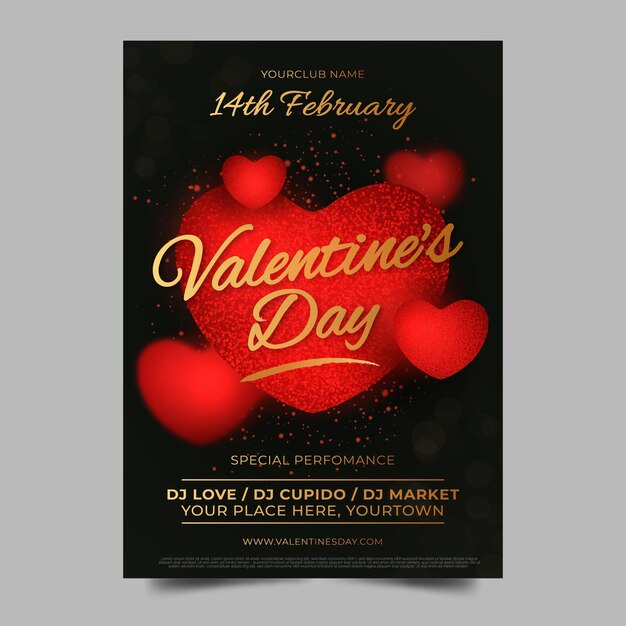 Flat design valentines day party poster template