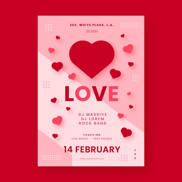 flat design valentines day party poster template